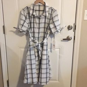 Calvin Klein Plaid Waist Tie Women’s 10 Dress